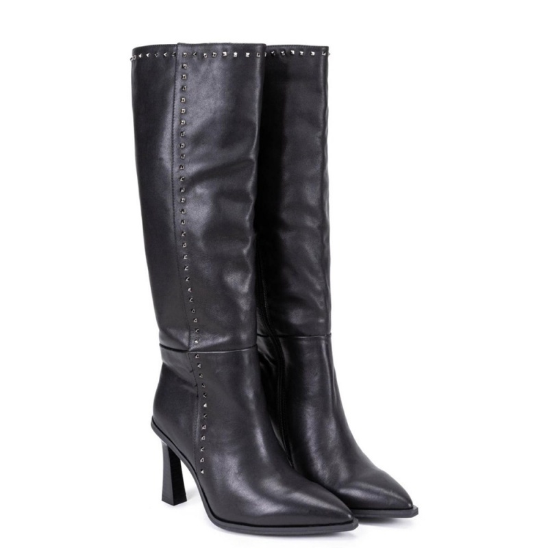 Bottes à Talons Alma En Pena Studded Boot Noir Jaune Femme | OEA-21447581